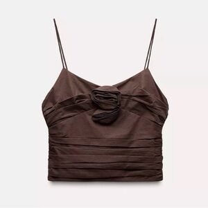 Zara NWTs Elegant Brown Rose Women's Top